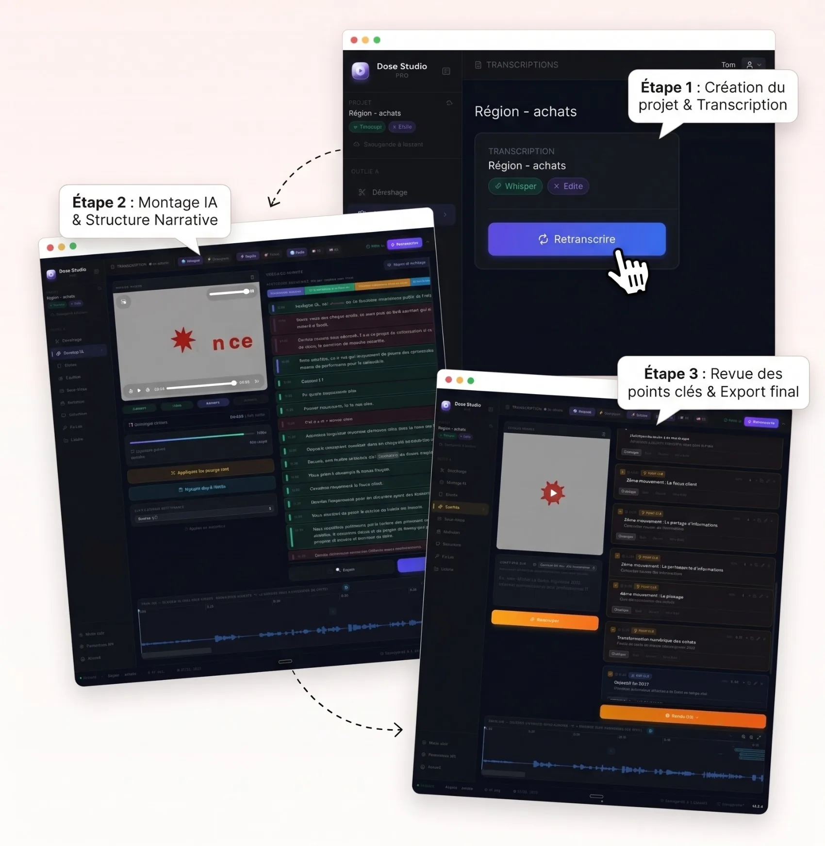 Dose Studio — logiciel de montage vidéo et podcast assisté par IA